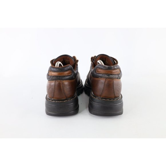Vintage Grunge Goth Mens Size 8 Distressed Leather Chunky Platform Shoes Brown main image 8